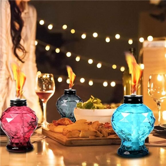 4 Pack Glass Table Torch,Citronella Glass Table top Torches - Picture 3 of 7